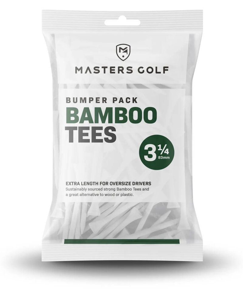 Masters Golf Bamboo Tees 83 mm (3 1/4"), Bumper Bag 85 tees, wit
