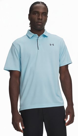 Under Armour Tech heren polo, opal blue/pitch gray