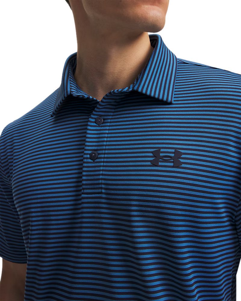 Under Armour Playoff 3.0 heren polo, midnight navy/aegean blue/wit