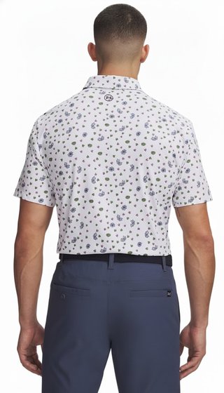 Under Armour ArmourDry Printed heren polo, white/blue wind/midnight navy