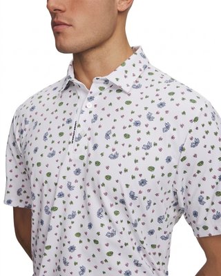Under Armour ArmourDry Printed heren polo, white/blue wind/midnight navy