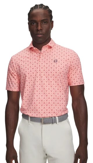 Under Armour Drive Chill Printed heren polo, posh pink/claret