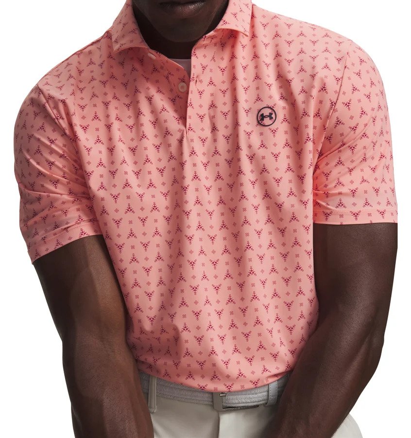 Under Armour Drive Chill Printed heren polo, posh pink/claret