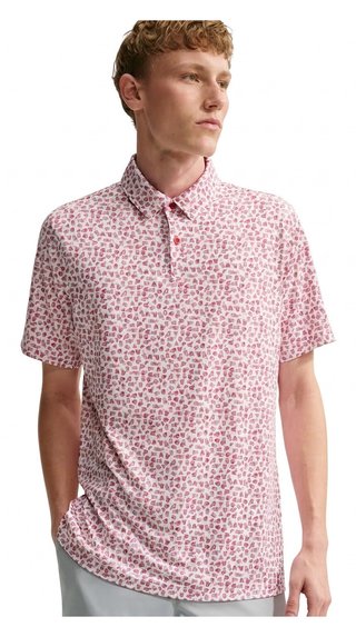 Nike Velocity Micro Print heren polo, gym red/wit