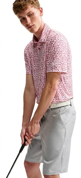 Nike Velocity Micro Print heren polo, gym red/wit