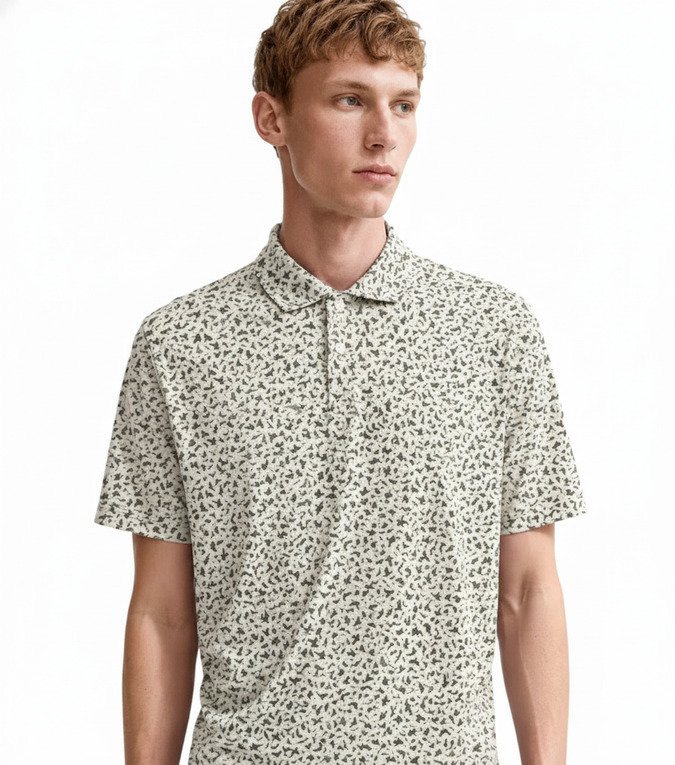 Nike Par Microprint Birds heren polo, light orewood brown