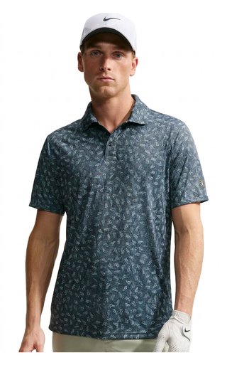 Nike Par Dri-FIT Grass Print heren polo, zwart