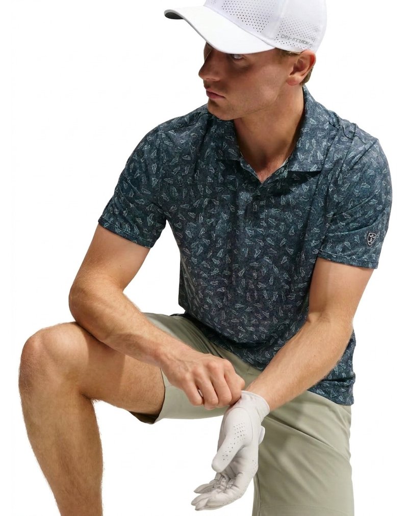 Nike Par Dri-FIT Grass Print heren polo, zwart