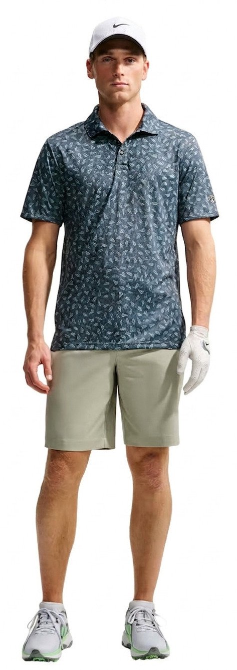 Nike Par Dri-FIT Grass Print heren polo, zwart