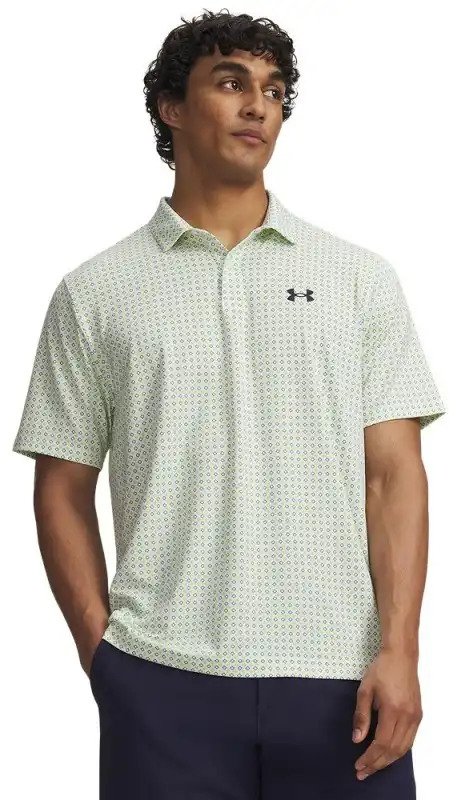 Under Armour Matchplay Printed heren polo, wit/groen
