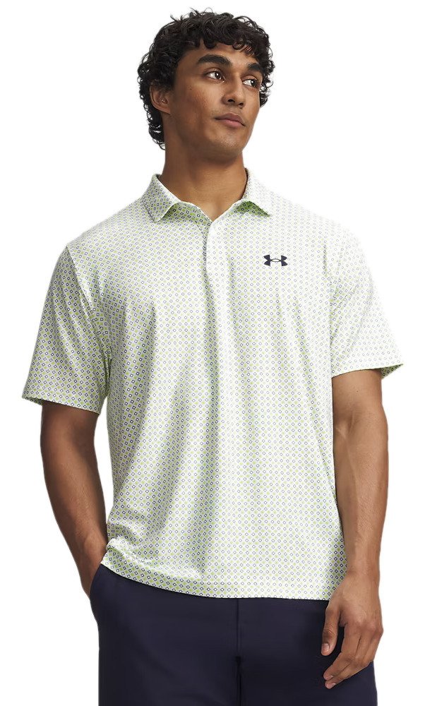 Under Armour Matchplay Printed heren polo, wit/groen