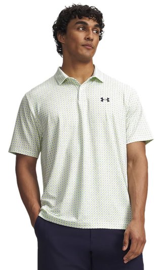 Under Armour Matchplay Printed heren polo, wit/groen