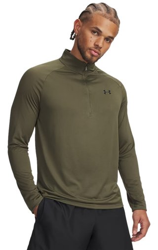 Under Armour Tech 2.0 1/2 Zip heren T-shirt, groen