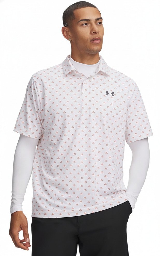Under Armour Matchplay Printed heren polo, wit/vintage maroon/academy