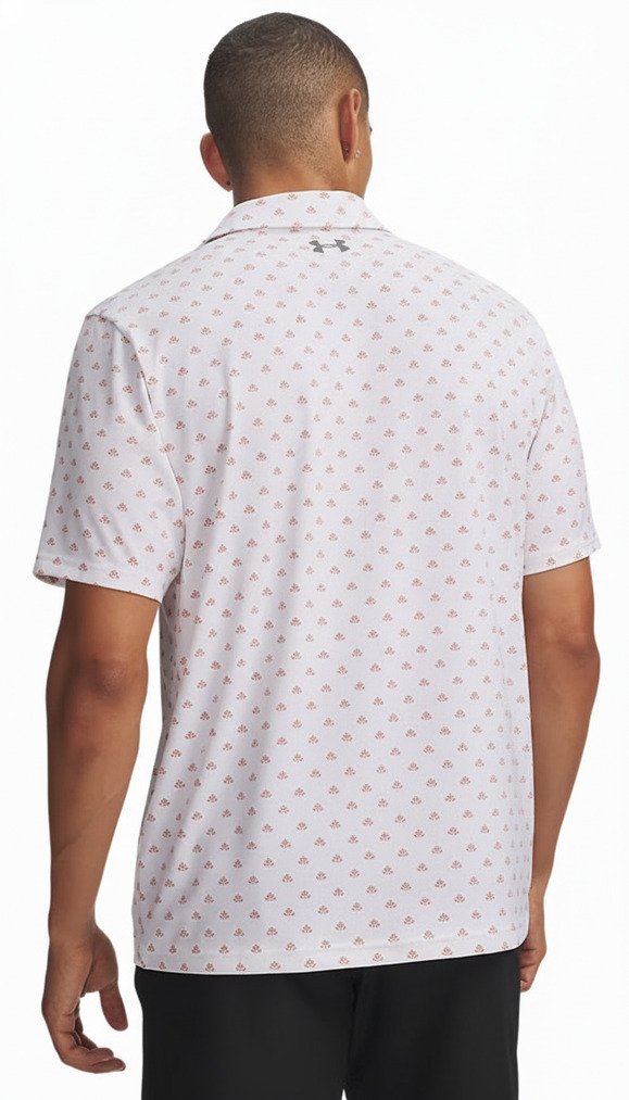 Under Armour Matchplay Printed heren polo, wit/vintage maroon/academy