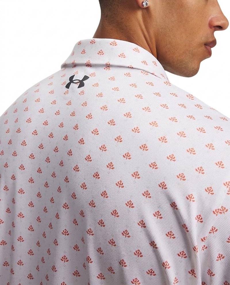 Under Armour Matchplay Printed heren polo, wit/vintage maroon/academy