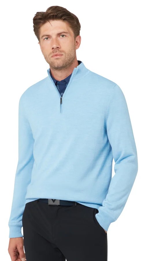 Callaway Windstopper 1/4-Zip heren trui, dark cerulean heather