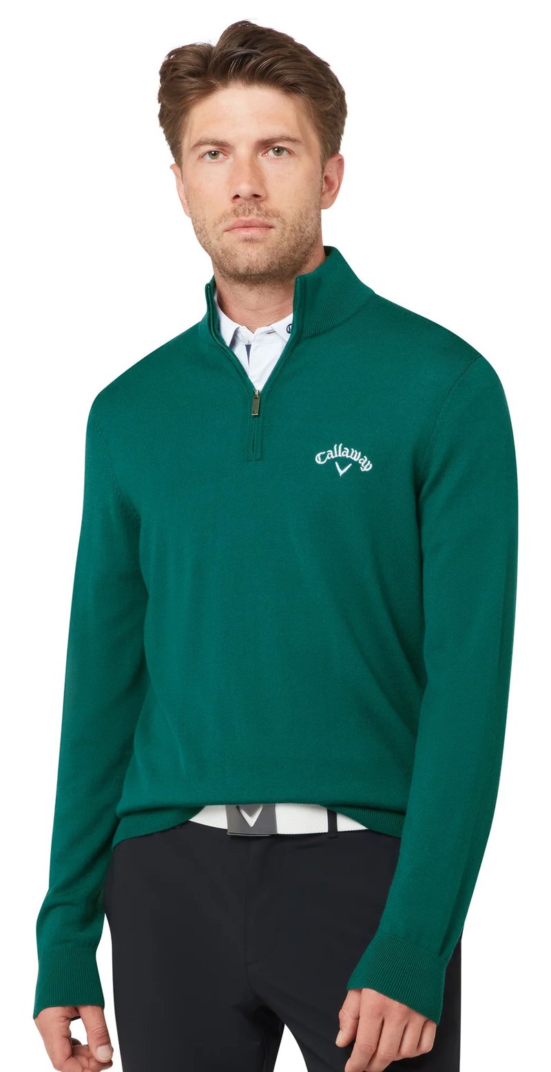 Callaway 1/4 Blended Merino heren trui, blue coral