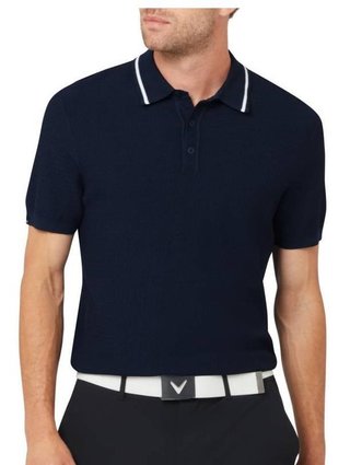 Callaway Textured sweater heren polo, peacoat