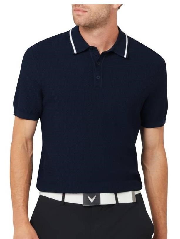 Callaway Textured sweater heren polo, peacoat