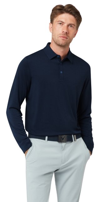 Callaway Soft Touch Long Sleeve heren polo, peacoat