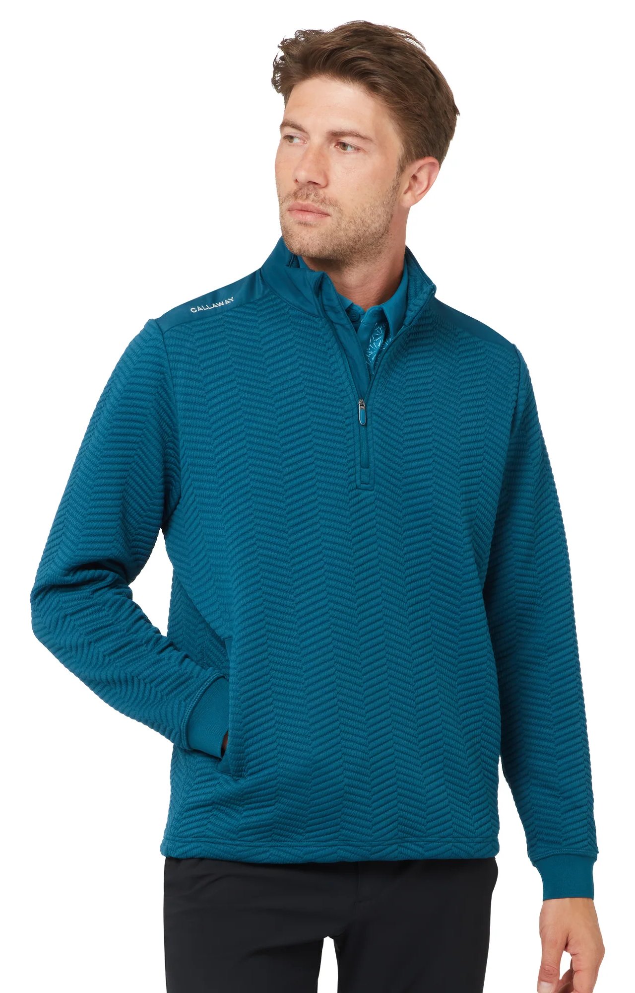 Callaway Chev Jacquard heren pullover, blue coral