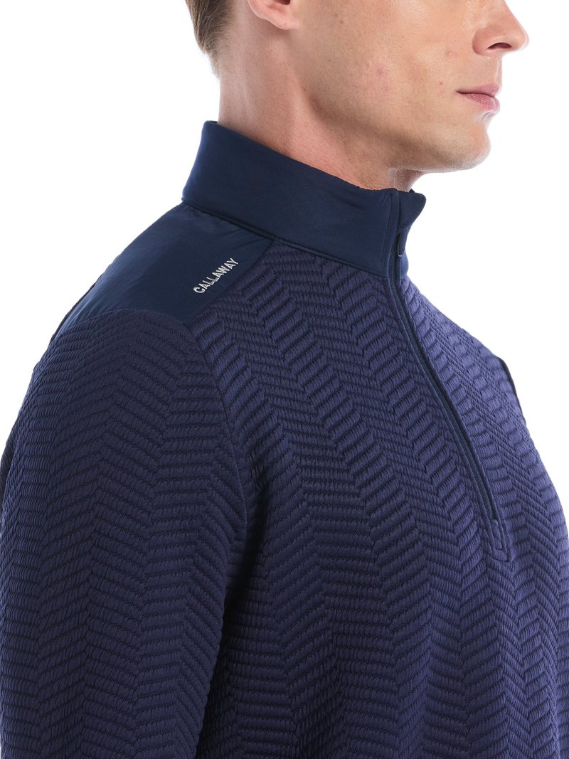 Callaway Chev Jacquard heren pullover, peacoat