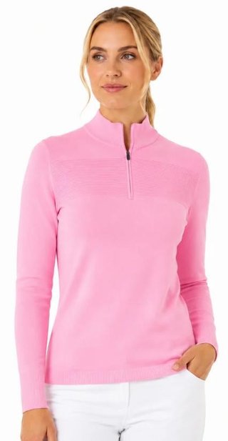 Callaway Soft Stretch Zip-Neck dames trui, cherry blossom
