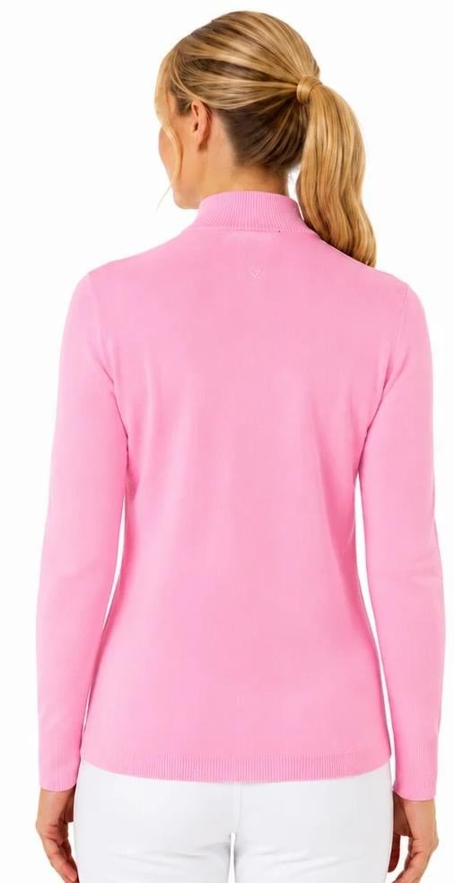 Callaway Soft Stretch Zip-Neck dames trui, cherry blossom