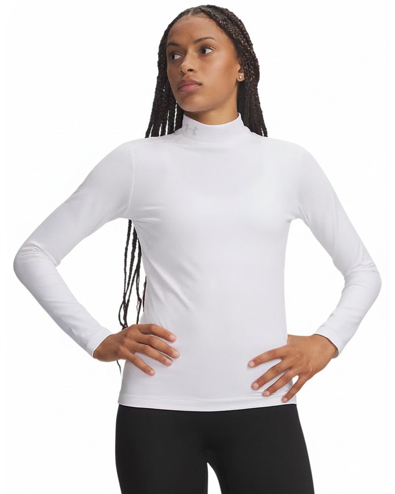 Under Armour ColdGear Mock Long Sleeve dames t-shirt met lange mouwen, wit