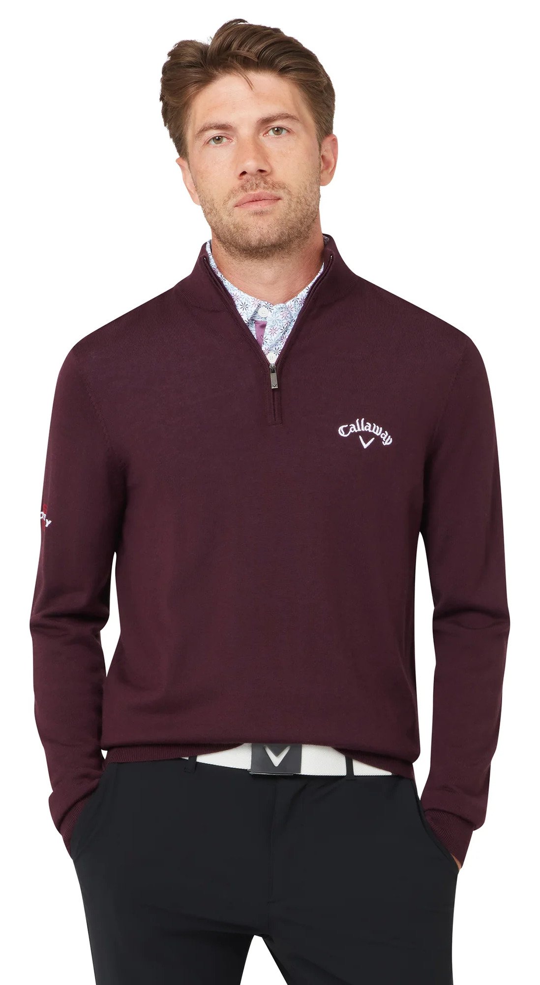 Callaway 1/4 Blended Merino heren trui, italian plum