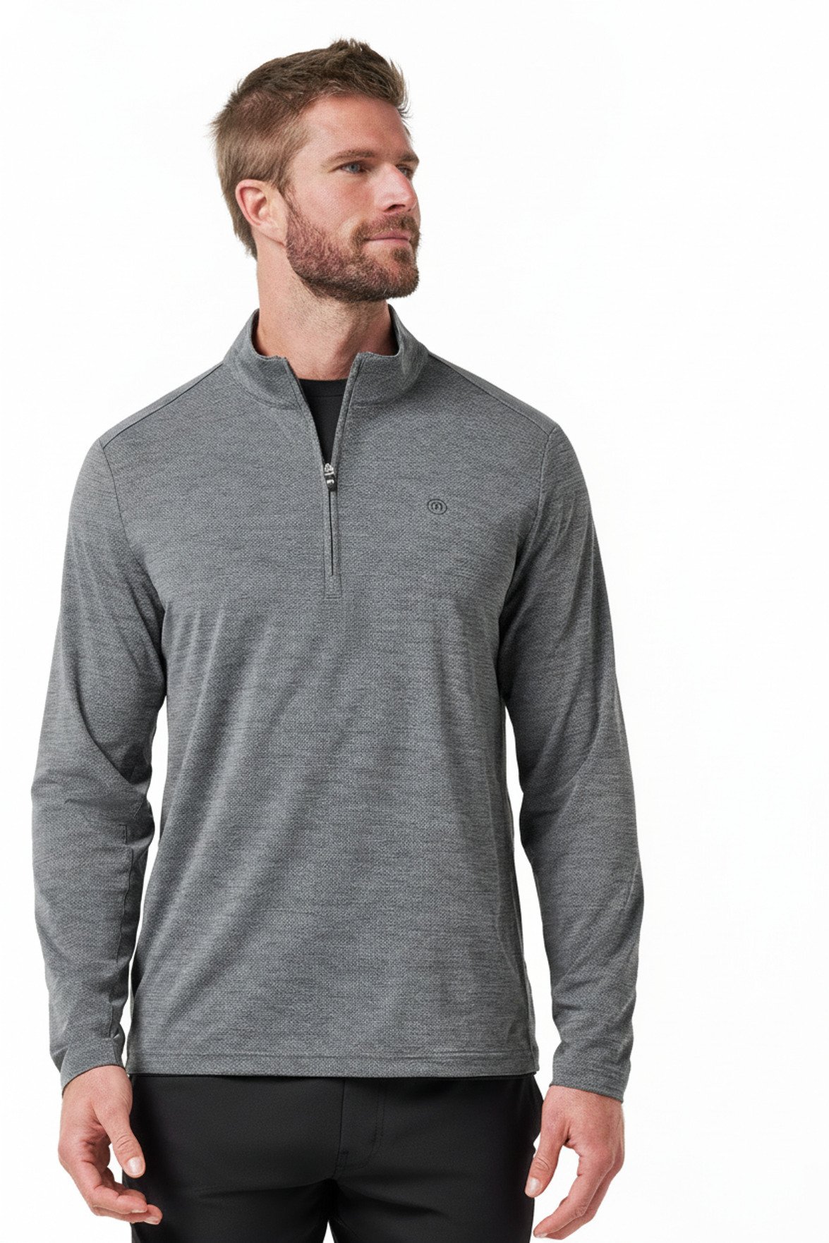 Travis Mathew Heater Pro 1/4Zip heren sweater, heather grey