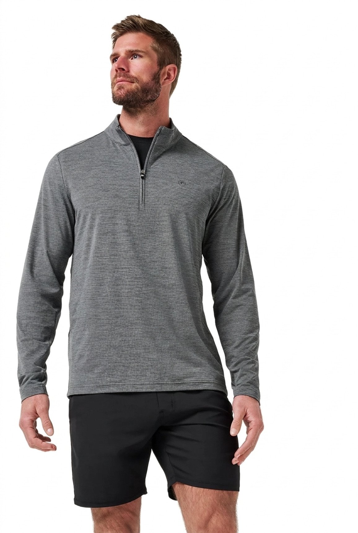 Travis Mathew Heater Pro 1/4Zip heren sweater, heather grey