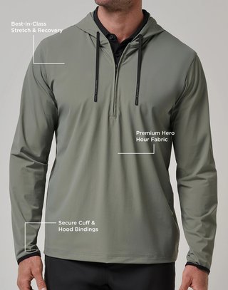 Travis Mathew Hero Hour Tech heren hoodie, dark olive