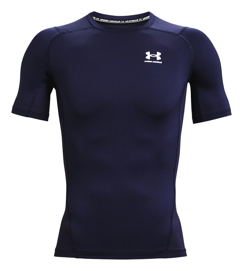 Under Armour HeatGear heren compressieshirt, midnight navy/wit