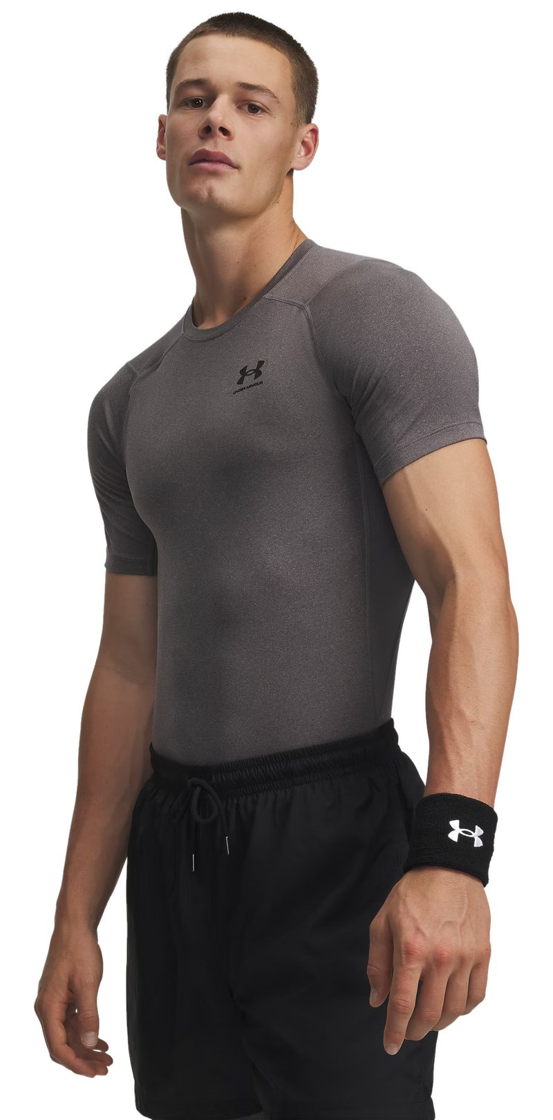 Under Armour HeatGear heren compressietop, carbon heather