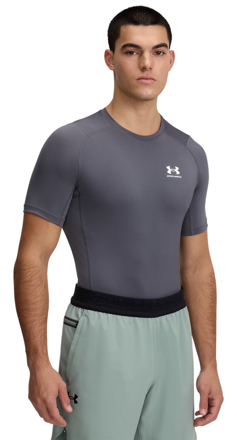 Under Armour HeatGear heren compressieshirt, castlerock/wit
