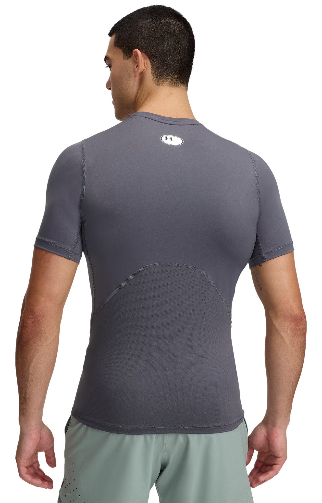 Under Armour HeatGear heren compressieshirt, castlerock/wit