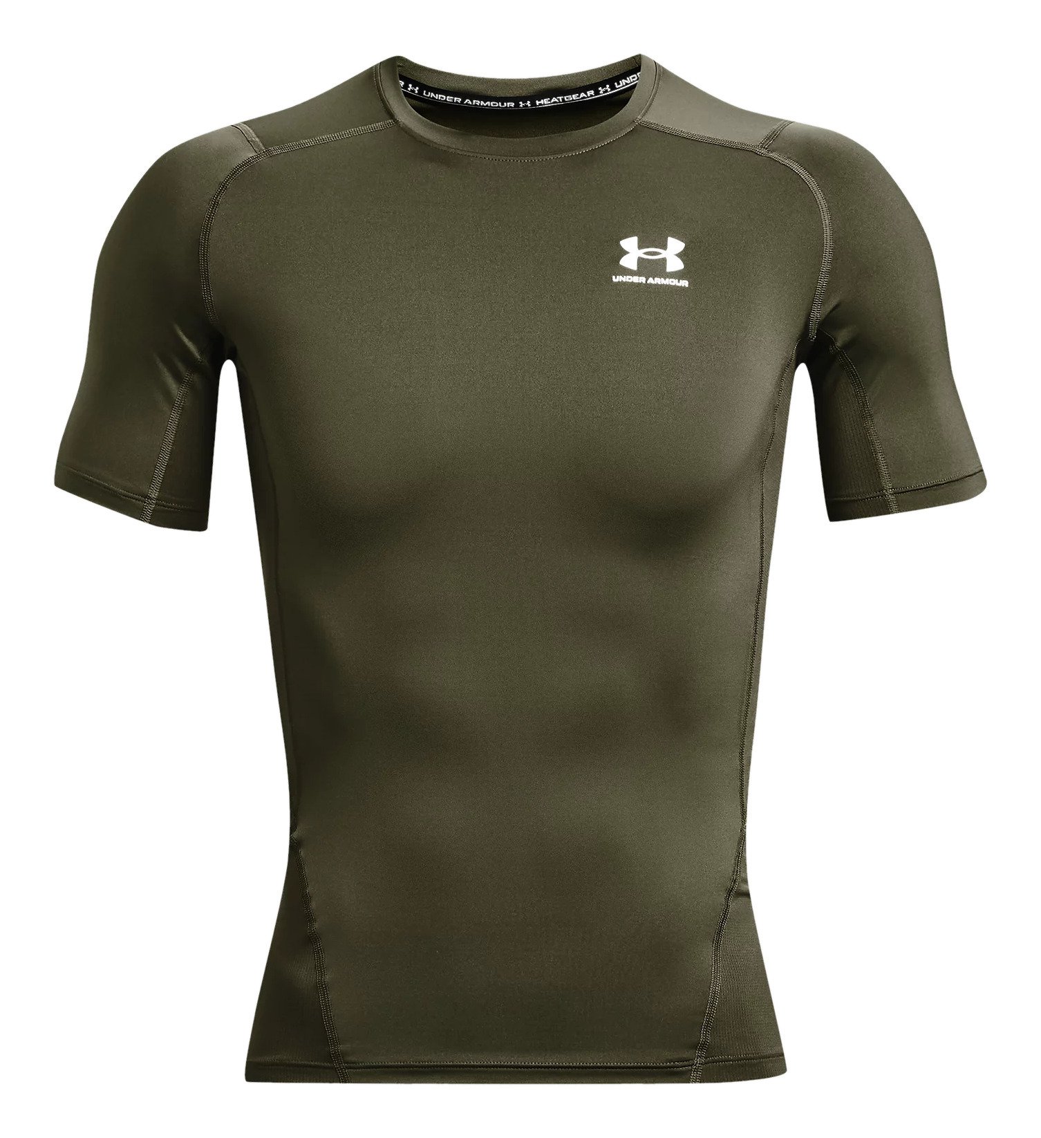Under Armour HeatGear heren compressieshirt, marine OD green/wit