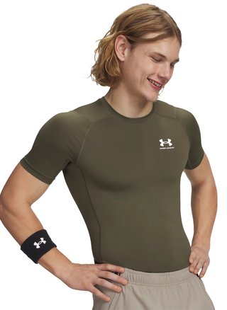 Under Armour HeatGear heren compressieshirt, marine OD green/wit
