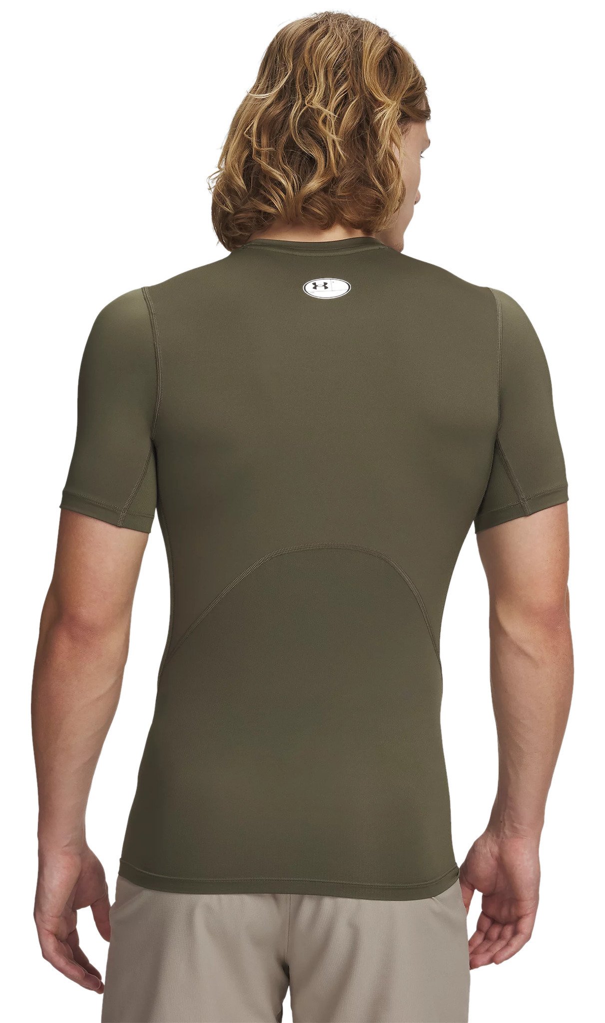 Under Armour HeatGear heren compressieshirt, marine OD green/wit