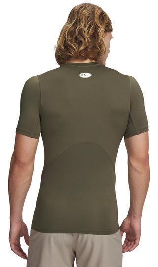 Under Armour HeatGear heren compressieshirt, marine OD green/wit