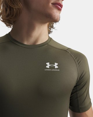 Under Armour HeatGear heren compressieshirt, marine OD green/wit