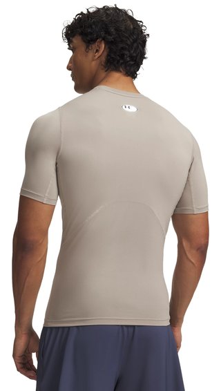 Under Armour HeatGear heren compressieshirt, timberwolf taupe/wit