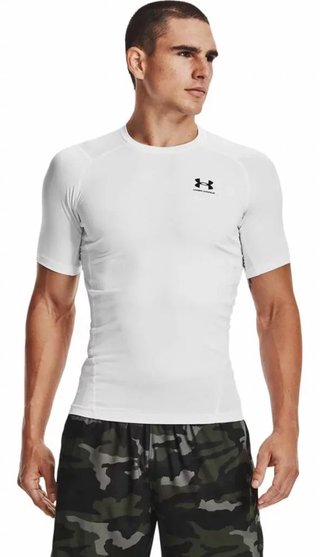 Under Armour HeatGear heren compressietop, wit