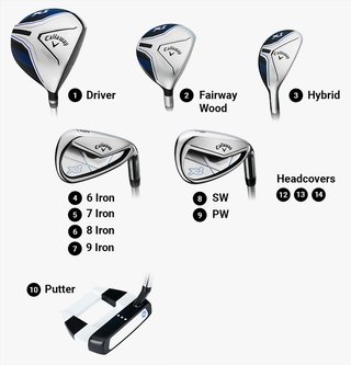 Callaway XT 26 11PC junior golfset, staal/grafiet, blauw/wit