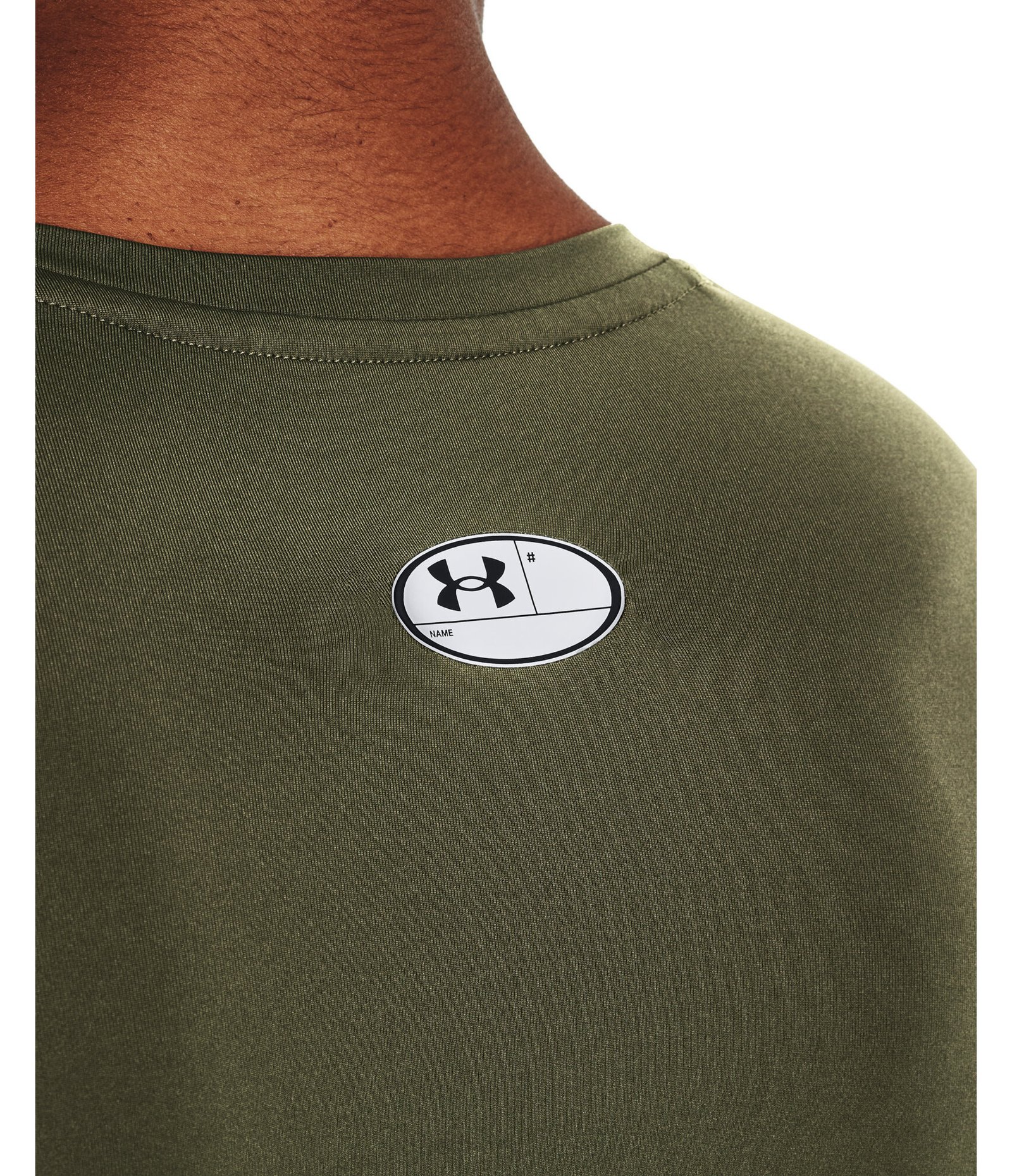 Under Armour HeatGear heren compressie shirt met lange mouwen, marine OD green/wit