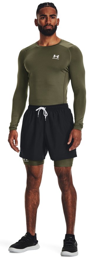 Under Armour HeatGear heren compressie shirt met lange mouwen, marine OD green/wit