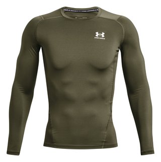 Under Armour HeatGear heren compressie shirt met lange mouwen, marine OD green/wit