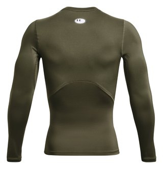 Under Armour HeatGear heren compressie shirt met lange mouwen, marine OD green/wit